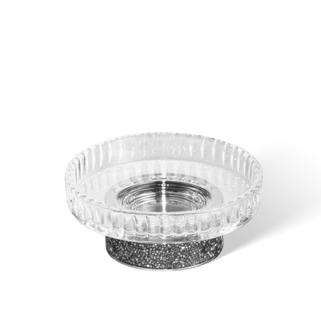 ROCKS STS     Soap dish - chrome with soap dish made of KRISTALL - cutting