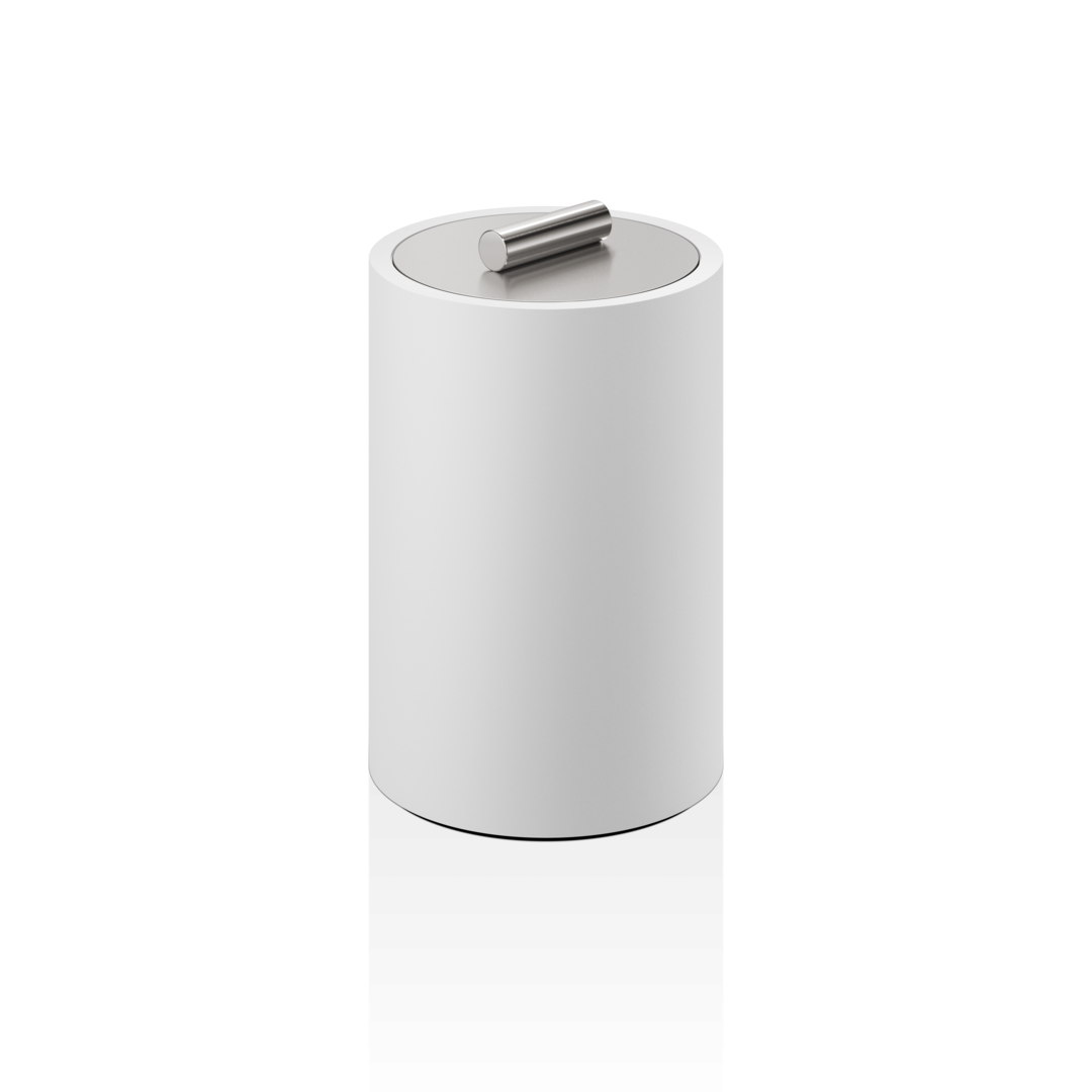 STONE DMD L  Multi-purpose box with lid big - white matt / stainless steel matt