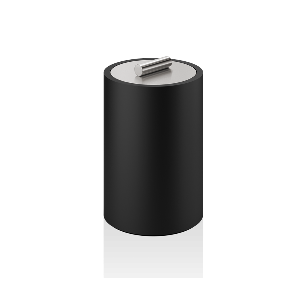 STONE DMD L  Multi-purpose box with lid big - black matt / stainless steel matt