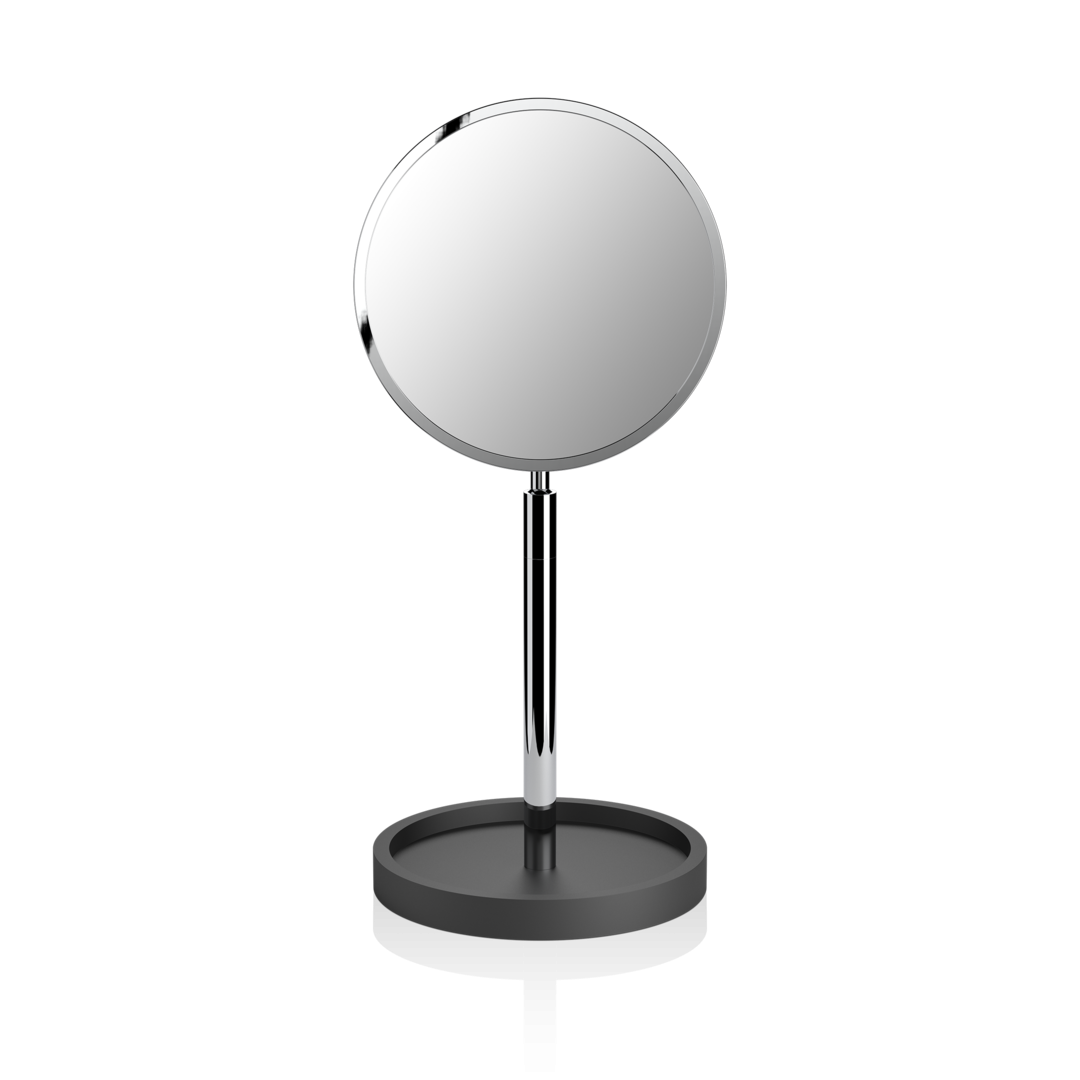 STONE KSA   Cosmetic mirror with shelf - black matt / chrome , 1-/4-x magnification