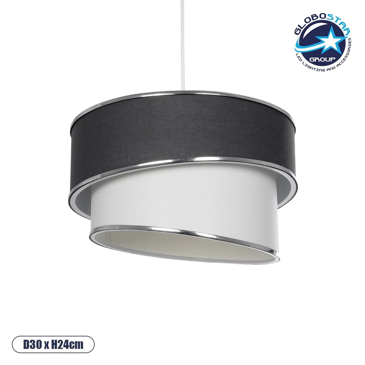 GLOBOSTAR® SONIA 203-0123 Μοντέρνο Κρεμαστό Φωτιστικό Οροφής με Ντουί 1 x E27 AC 220-240V IP20 - Γκρι, Λευκό & Ασημί - Μ30 x Π30 x Υ24cm