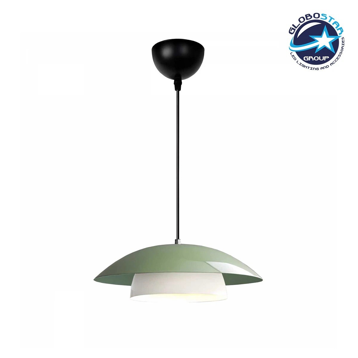 GLOBOSTAR® AURA 204-0119 Μοντέρνο Κρεμαστό Φωτιστικό Οροφής με Ντουί 1 x E27 AC 220-240V IP20 - Πράσινο & Λευκό - Μ31 x Π31 x Υ27cm