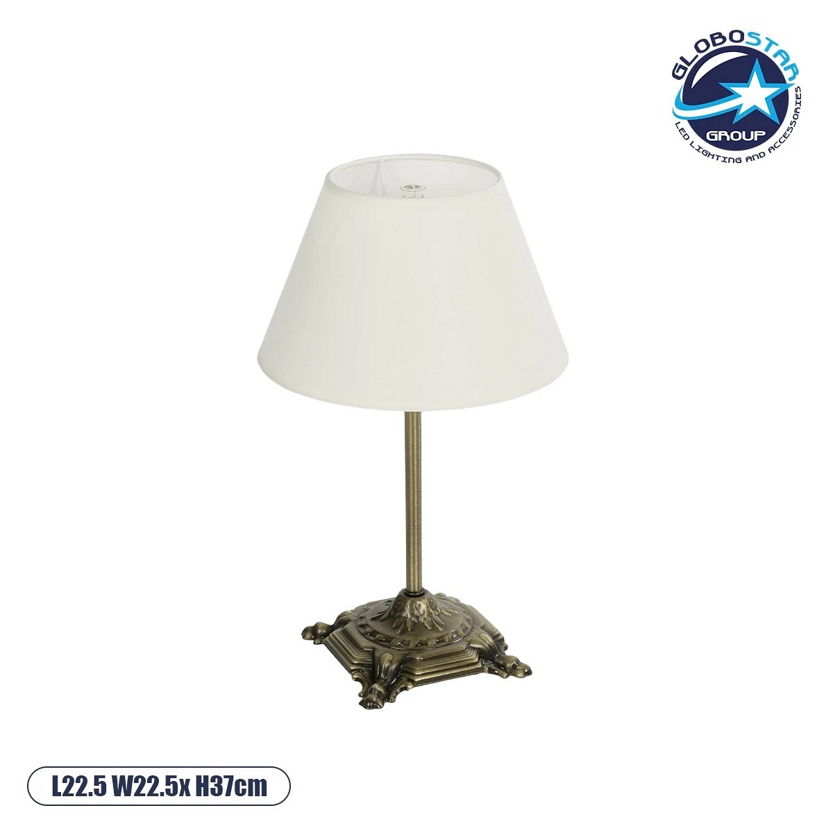 GLOBOSTAR® AΝΤΙQUE 204-0142 Vintage Επιτραπέζιο Φωτιστικό Πορτατίφ με Ντουί 1 x E27 AC 220-240V IP20 - Μπρούτζινο & Λευκό - Μ22,5 x Π22,5 x Υ37cm