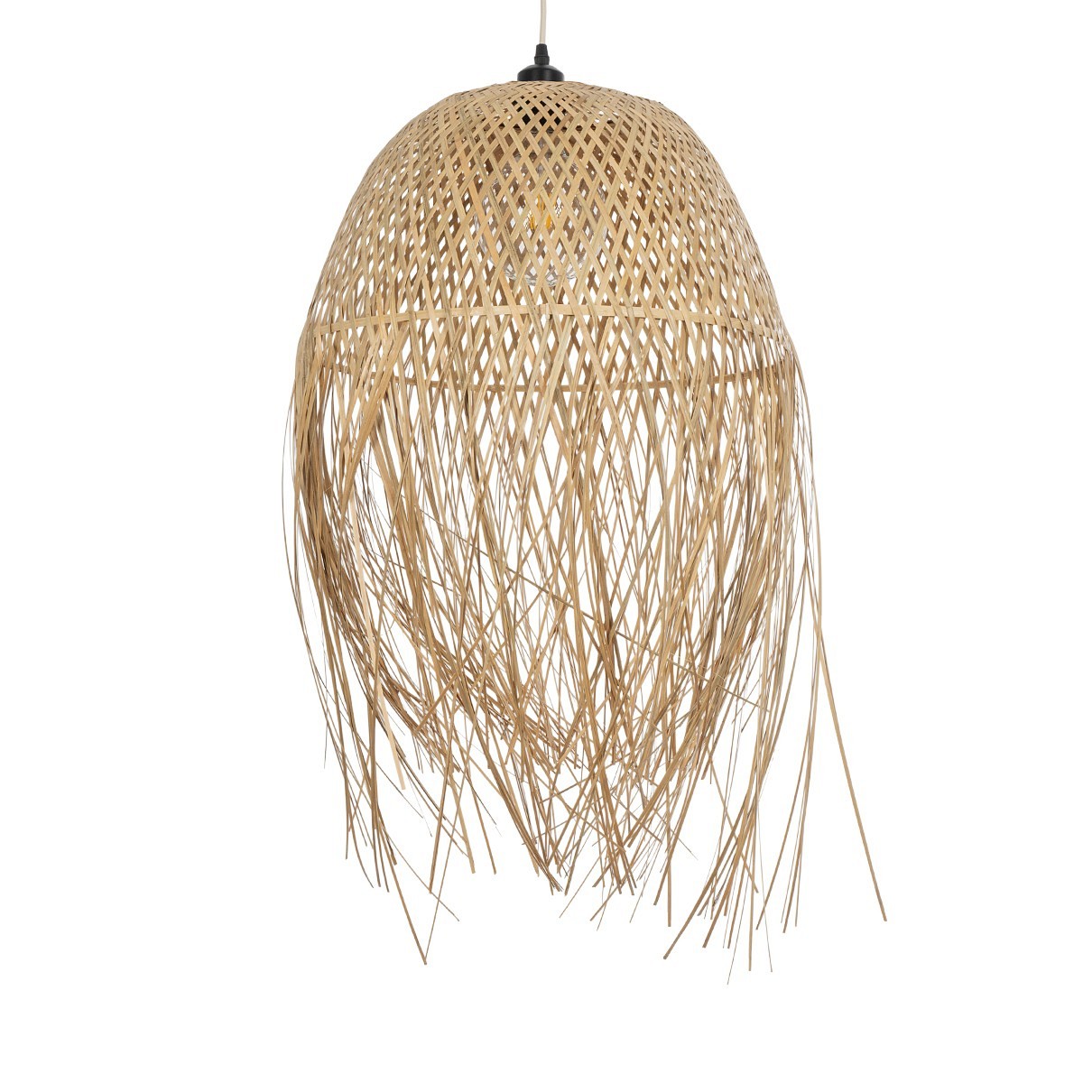 GLOBOSTAR® MANILA 01714 Boho Κρεμαστό Φωτιστικό Οροφής με Ντουί 1 x E27 AC 220-240V IP20 - Μπεζ - Μ45 x Π45 x Υ60cm