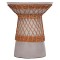 ΒΟΗΘΗΤΙΚΟ ΤΡΑΠΕΖΙ ΣΤΡΟΓΓΥΛΟ DELIA HM18167.03 FIBER CEMENT ΓΚΡΙ & RATTAN Φ40x45Υεκ