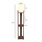Φωτιστικό δαπέδου Verma I Megapap E27 Mdf/ύφασμα Pvc χρώμα καρυδί - κρεμ 18,5x18,5x142εκ.
