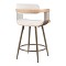 Σκαμπό μπαρ Cameo pakoworld μέταλλο μπρονζέ-white-wash ξύλο-μπέζ ύφασμα 53x50x93εκ