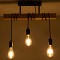 GLOBOSTAR® JOLLY 00605 Vintage Κρεμαστό Φωτιστικό Οροφής με Ντουί 3 x E27 AC 220-240V IP20 - Μαύρο & Μπεζ - Μ55 x Π6 x Υ115cm