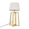 GloboStar® SQUID 01265 Μοντέρνο Επιτραπέζιο Φωτιστικό Πορτατίφ Μονόφωτο 1 x E27 IP20 Μπεζ Ξύλο με Μπεζ Ύφασμα - Μ30 x Π30 x Υ63cm
