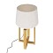 GloboStar® SQUID 01265 Μοντέρνο Επιτραπέζιο Φωτιστικό Πορτατίφ Μονόφωτο 1 x E27 IP20 Μπεζ Ξύλο με Μπεζ Ύφασμα - Μ30 x Π30 x Υ63cm