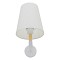 GloboStar® LYDFORD 01433 Μοντέρνο Επιτοίχιο Φωτιστικό Απλίκα Μονόφωτο 1 x E27 IP20 Λευκό Ύφασμα, Λευκό Μέταλλο με Μπέζ Ξύλο - Μ20 x Π28 x Υ36cm