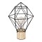 GloboStar® ANTLER 01443 Επιτραπέζιο Φωτιστικό Πορτατίφ LED -W -lm -° DC 5V IP20 Θερμό Λευκό 3000K Μαύρο Μέταλλο με Μπεζ Ξύλο - Μ19 x Π19 x Υ29cm - 2 Xρόνια Εγγύηση