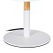 GloboStar® BRONX 01520 Μοντέρνο Επιτραπέζιο Φωτιστικό Πορτατίφ Μονόφωτο 1 x E27 IP20 Λευκό Μέταλλο, Μπεζ Ξύλο με Λευκό Ύφασμα - Μ25 x Π25 x Υ40cm