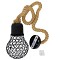 GLOBOSTAR® URBAN 01521 Vintage Κρεμαστό Φωτιστικό Οροφής με Ντουί 1 x E27 AC 220-240V IP20 - Μαύρο & Μπεζ - Μ15 x Π15 x Υ25cm