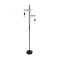 GloboStar® MINDELO 02034 Μοντέρνο Επιδαπέδιο Φωτιστικό Μονόφωτο 2 x E27 IP20 Μαύρο Μέταλλο με Μπεζ Ξύλο - Μ40 x Π24 x Υ175cm