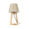 GloboStar® TAKIKO 02042 Μοντέρνο Επιτραπέζιο Φωτιστικό Πορτατίφ Μονόφωτο 1 x E27 IP20 Μπεζ Ξύλο με Μπεζ Ύφασμα - Μ25 x Π25 x Υ48cm