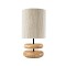 GloboStar® TUVALU 02236 Boho Επιτραπέζιο Φωτιστικό Πορτατίφ Μονόφωτο 1 x E27 IP20 Καφέ Ξύλο με Μπεζ Βαμβακερό Νήμα - Μ22 x Π22 x Υ42cm