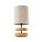 GloboStar® TUVALU 02236 Boho Επιτραπέζιο Φωτιστικό Πορτατίφ Μονόφωτο 1 x E27 IP20 Καφέ Ξύλο με Μπεζ Βαμβακερό Νήμα - Μ22 x Π22 x Υ42cm
