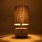 GloboStar® TUVALU 02236 Boho Επιτραπέζιο Φωτιστικό Πορτατίφ Μονόφωτο 1 x E27 IP20 Καφέ Ξύλο με Μπεζ Βαμβακερό Νήμα - Μ22 x Π22 x Υ42cm
