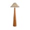 GloboStar® MASPALOMAS 02292 Boho Επιδαπέδιο Φωτιστικό Μονόφωτο 1 x E27 IP20 Καφέ Ξύλο με Μπεζ Ύφασμα - Μ55 x Π55 x Υ145cm