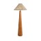 GloboStar® MASPALOMAS 02292 Boho Επιδαπέδιο Φωτιστικό Μονόφωτο 1 x E27 IP20 Καφέ Ξύλο με Μπεζ Ύφασμα - Μ55 x Π55 x Υ145cm