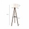 GloboStar® SHELF 204-0129 Μοντέρνο Eπιδαπέδιο Φωτιστικό Μονόφωτο 1 x E27 IP20 Καφέ Ξύλο με Μπεζ Ύφασμα - Μ38 x Π38 x Υ135cm