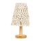 GloboStar® RWANDA 36210 Boho Επιτραπέζιο Φωτιστικό Πορτατίφ Μονόφωτο 1 x E27 IP20 Μπεζ Σχοινί με Καφέ Ξύλο - Μ15 x Π15 x Υ30cm