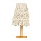 GloboStar® RWANDA 36210 Boho Επιτραπέζιο Φωτιστικό Πορτατίφ Μονόφωτο 1 x E27 IP20 Μπεζ Σχοινί με Καφέ Ξύλο - Μ15 x Π15 x Υ30cm