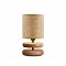 GloboStar® KLOO 204-0143 Boho Eπιτραπέζιο Φωτιστικό Μονόφωτο 1 x E14 IP20 Καφέ Ξύλο με Μπεζ Διάτρητο Ύφασμα - Μ15 x Π15 x Υ35cm