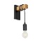 GloboStar® KELA 00880 Μοντέρνο Επιτοίχιο Φωτιστικό Απλίκα Μονόφωτο 1 x E27 IP20 Μαύρο Μέταλλο με Μπεζ Ξύλο - Μ8 x Π15 x Υ30cm