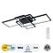 GLOBOSTAR® QUADRA 61385 Μοντέρνο Φωτιστικό Οροφής LED 100W 12000lm 120° AC 220-240V IP20 Ρυθμιζόμενο Λευκό CCT με Χειριστήριο από 2700K έως 6000K Dimmable - Lumileds SMD Chip - Μαύρο Ματ - Μ85 x Π45 x Υ9cm - 3 Χρόνια Εγγύηση