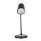 GLOBOSTAR® LUCORA 76556 Μοντέρνο Επιτραπέζιο Φωτιστικό Γραφείου με Ασύρματη Φόρτιση 10W 2A & 4W Bluetooth Ηχείο LED 3W 300lm 120° DC 5V με USB-C IP20 Ρυθμιζόμενο Λευκό CCT με Αφή 2700K/4500K/6000K Dimmable - Sanan SMD Chip - Μαύρο - Μ12 x Π12 x Υ32cm - 2