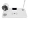 GLOBOSTAR® OLDY 76557 Μοντέρνο Επιτραπέζιο Φωτιστικό Γραφείου με Ασύρματη Φόρτιση 15W 3A, 5W Bluetooth Ηχείο & Ψηφιακό Ρολόι LED 3W 300lm 120° DC 5V με USB-C IP20 Ρυθμιζόμενο Λευκό CCT με Αφή 2700K/4500K/6000K Dimmable - Sanan SMD Chip - Λευκό - Μ13 x Π25