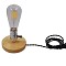 GloboStar® NOX 91046 Μοντέρνο Επιτραπέζιο Φωτιστικό Πορτατίφ Μονόφωτο 1 x E27 IP20 Μπεζ Ξύλο με Ασημί Μέταλλο - Μ12 x Π12 x Υ10.6cm