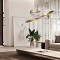 GLOBOSTAR® DIAMOND DUO 61151 Μοντέρνο Κρεμαστό Φωτιστικό Οροφής LED 75W 8743lm 360° AC 220-240V IP20 Ρυθμιζόμενο Λευκό CCT με Χειριστήριο από 2700K έως 6000K Dimmable - Lumileds SMD Chip - Χρυσό Βούρτσας - Μ60 x Π60 x Υ40cm - 3 Χρόνια Εγγύηση