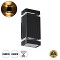 GLOBOSTAR® QUATRO 77893 Μοντέρνο Φωτιστικό Τοίχου - Απλίκα με Ντουί 2 x GU10 AC 220-240V Αδιάβροχο IP65 - Μαύρο Ματ - Μ11 x Π10 x Υ25.5cm