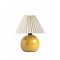 GloboStar® LISBON 204-0155 Μοντέρνο Eπιτραπέζιο Φωτιστικό Μονόφωτο 1 x E27 IP20 Κίτρινο Μέταλλο με Μπεζ Ύφασμα - Μ22 x Π22 x Υ38cm