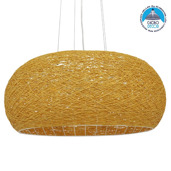 GLOBOSTAR® FIJI INCASS 01628 Vintage Κρεμαστό Φωτιστικό Οροφής με Ντουί 5 x E27 AC 220-240V IP20 - Μπεζ - Μ60 x Π60 x Υ29cm