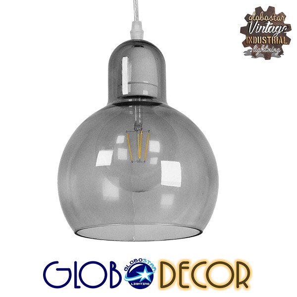 GLOBOSTAR® BOSSANOVA 01313 Μοντέρνο Κρεμαστό Φωτιστικό Οροφής με Ντουί 1 x E27 AC 220-240V IP20 - Γκρι - Μ18 x Π18 x Υ23cm