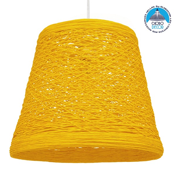 GLOBOSTAR® PLAYROOM 00998 Vintage Κρεμαστό Φωτιστικό Οροφής με Ντουί 1 x E27 AC 220-240V IP20 - Κίτρινο - Μ32 x Π32 x Υ27cm