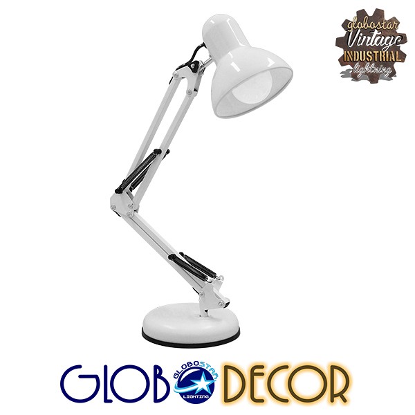 GLOBOSTAR® DESK 01539 Μοντέρνο Επιτραπέζιο Φωτιστικό Πορτατίφ με Ντουί 1 x E27 AC 220-240V IP20 - Λευκό - Μ15 x Π15 x Υ67cm
