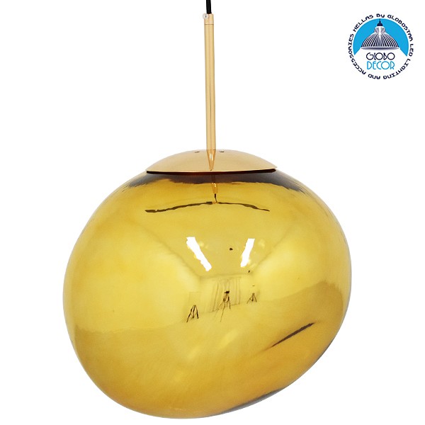 GLOBOSTAR® DIXAR 01466 Μοντέρνο Κρεμαστό Φωτιστικό Οροφής με Ντουί 1 x E27 AC 220-240V IP20 - Χρυσό - Μ36 x Π36 x Υ45cm