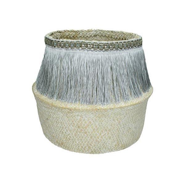 Supergreens Καλάθι \"Seagrass\" Ασημί 35x35x25 εκ.