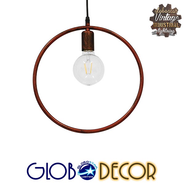 GLOBOSTAR® OMICRON 01579 Μοντέρνο Κρεμαστό Φωτιστικό Οροφής με Ντουί 1 x E27 AC 220-240V IP20 - Χάλκινο - Μ33 x Π4 x Υ33cm