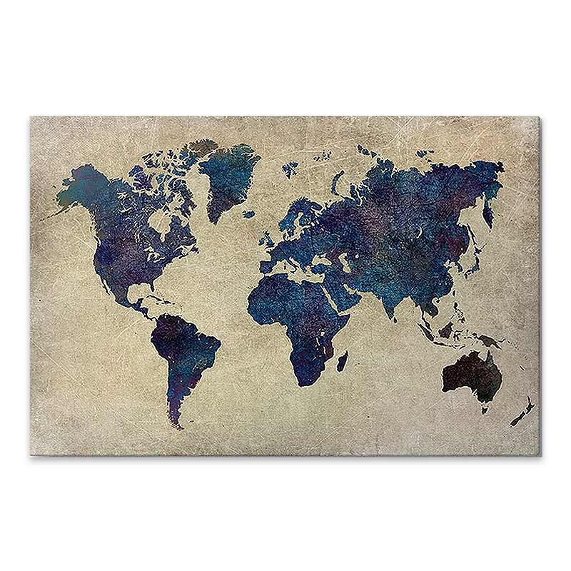 Πίνακας σε καμβά \"World Map\" Megapap ψηφιακής εκτύπωσης 75x50x3εκ.