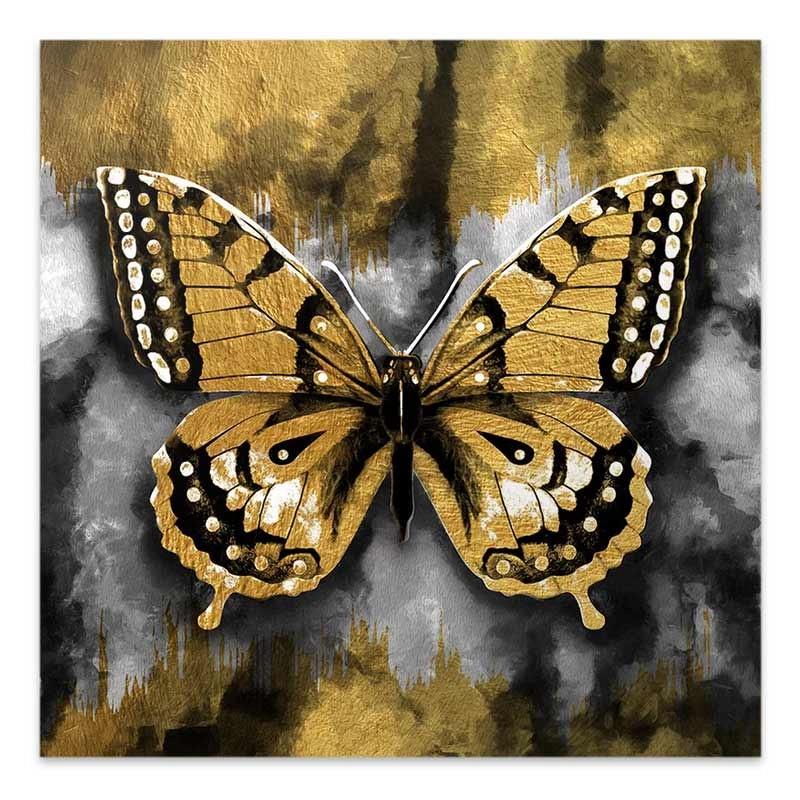 Πίνακας σε καμβά \"Golden Butterfly\" Megapap ψηφιακής εκτύπωσης 60x60x3εκ.