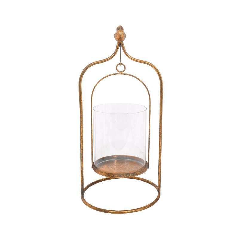 ΜΕΤΑΛΛΙΚΟ ΦΑΝΑΡΙ ΜΕ ΓΥΑΛΙ Fylliana \"BIRD\" 41x20x13.5εκ