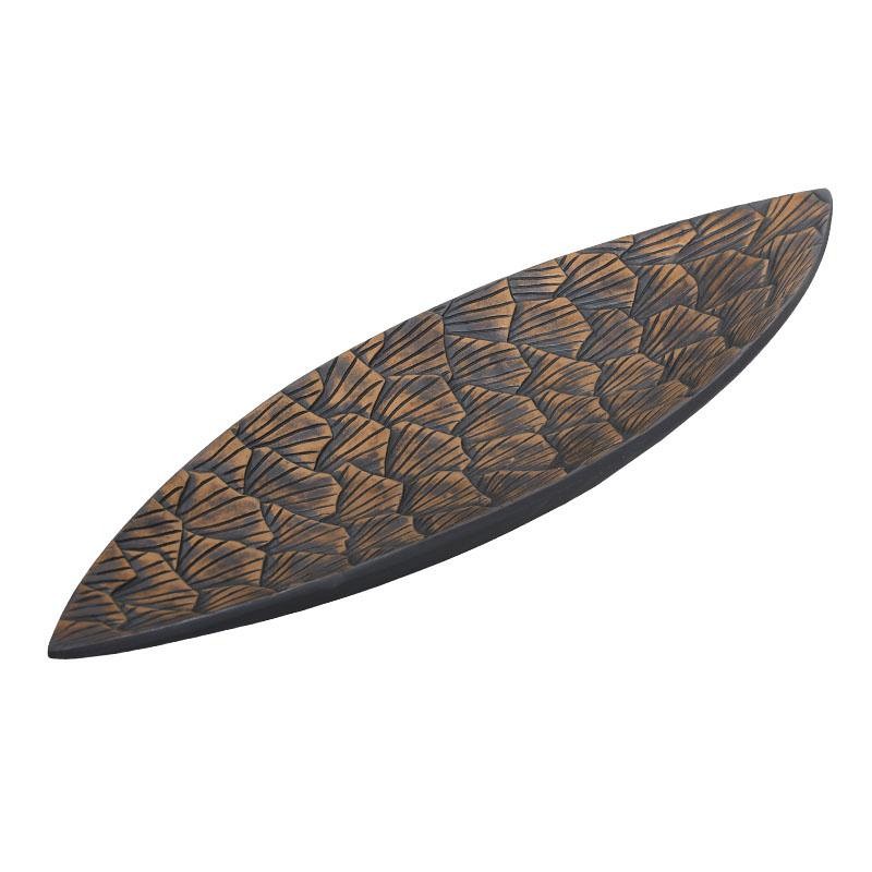 ΠΙΑΤΕΛΑ Fylliana \"Leaf\" ΓΚΡΙ-ΧΡΥΣΟ 49*16.5*4εκ