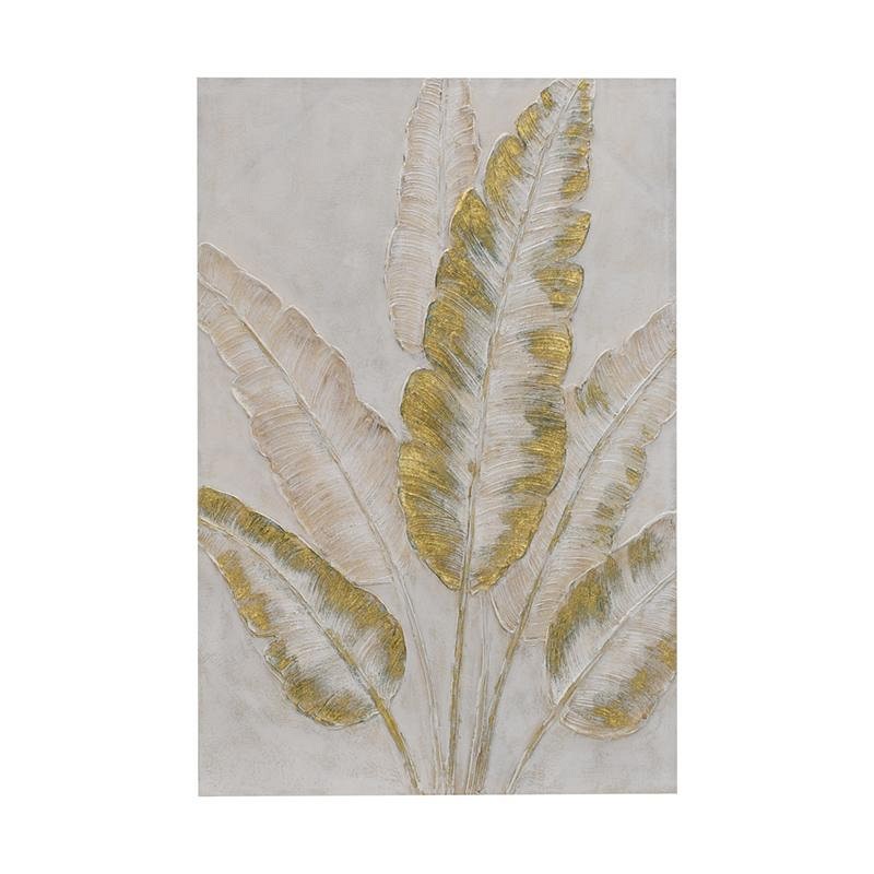 ΠΙΝΑΚΑΣ ΣΕ ΚΑΜΒΑ Fylliana ΛΕΥΚΟ-ΧΡΥΣΟ 80x120xεκ