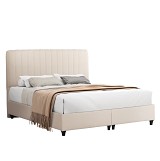 ΚΡEΒΑΤΙ ΔΙΠΛΟ LUTHER HM717 ΜΠΕΖ ΥΦΑΣΜΑ ΓΙΑ ΣΤΡΩΜΑ 160x200εκ.